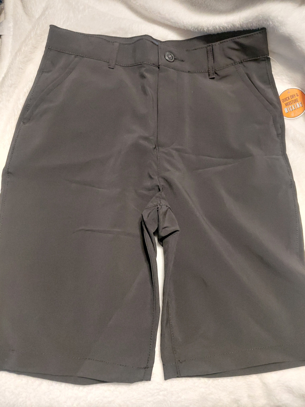 Place Men's Black Flat-Front Performance Shorts